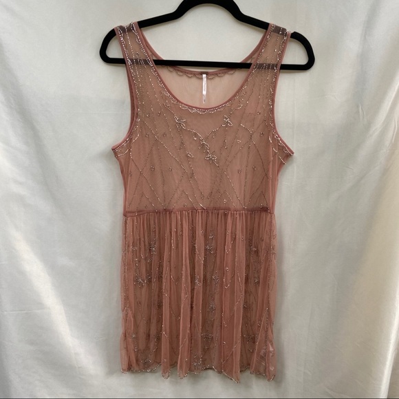 Free People Pink Beaded Embellished Slip Dress - Picture 4 of 10